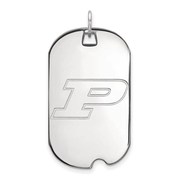 Sterling Silver Purdue Large Initial P Dog Tag Pendant